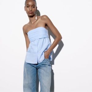 Zara poplin blue tube top